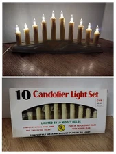 Candolier Christmas Light Set Vintage, Boxed By Good Tidings 10 Midget Bulbs 