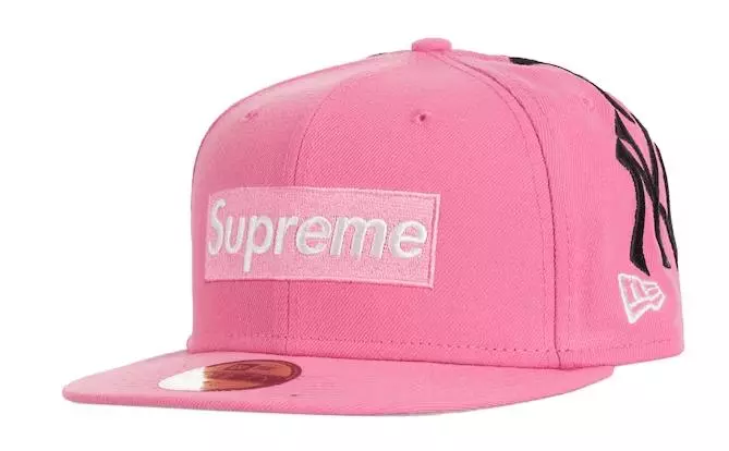 Chapeau Supreme New Era Yankee Box logo taille 7 1/2 rose FW21H35