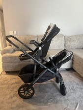 UPPAbaby VISTA Double Stroller Black Gray Bassinet Cup Holder
