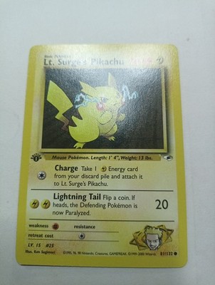 Lt. Surge's Pikachu 081/132 Gym Heroes Regular First Edition