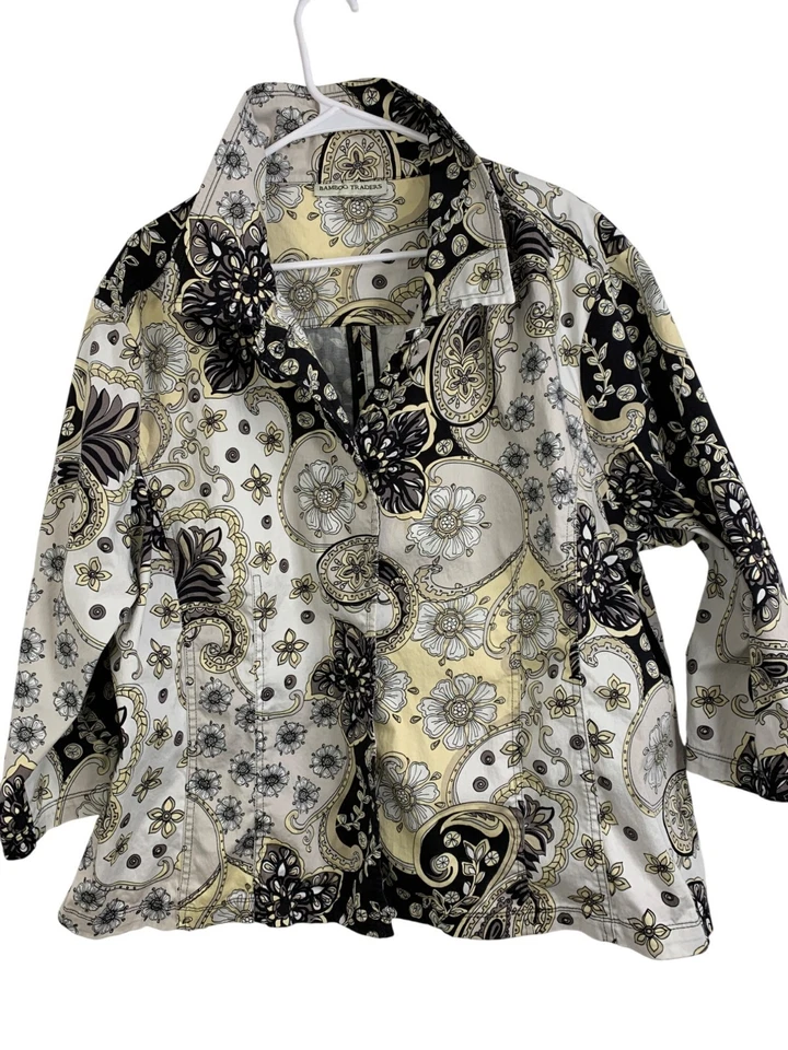 Bamboo Traders Mujer 2XL Floral Cachemira Ligera Camisa Chaqueta RDD10476 Foto 3 de 4