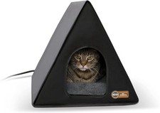 K H Pet Supplies Heated Outdoor Cat House A-Frame,Grey/Black 18 x 14 x 14 inches