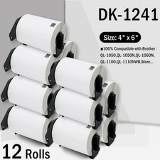 For Brother DK-1241 Die-Cut Large Shipping Label 4" x 6" 200Labels/Roll 12Rolls