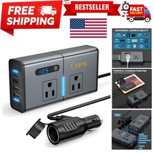 200W Car Power Inverter with Dual AC Outlets and 4 USB for Travel Convenience