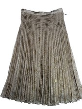 Moulinette Soeurs Anthropologie Gold Metallic Pleated Midi Skirt Size 6 Shimmery