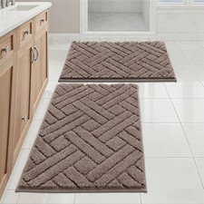 Bathroom Rug Set 2 PCS Soft Plush Non Slip Absorbent Bath Mats for Shower Floor