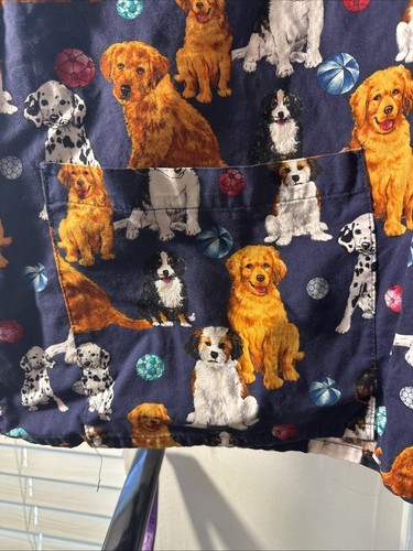 Uniform city Comfy Cottons Dogs & Balls Navy XL 100% Cotton Shirt Scrubs Top - Bild 7 von 9