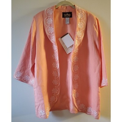 Bob Mackie Wearable Art Open Jacket Women Size Med Peach Linen