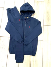 NWT Ralph Lauren Men’s Full Tracksuit Set Hoodie & Jogger Pants Navy Sizes XXL