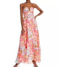 NEW Ramy Brook Sierra Tie Dye Strapless Gown Maxi Dress Pink Multi Sz 6 NWT $645