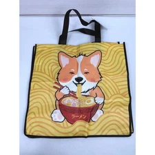 NWT Gamestop Corgi Eating Ramen Reusable Tote Bag Double Handle Geeknet