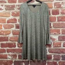 Connected Apparel Dress Womens 6 Silver Black Metallic Stretchy Casual Evening