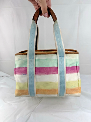 バッグ COACH Y2K Hampton Two Color Tote Bag Vintage Coach Hamptons Y2K Watercolor Pastel Stripes Tote | eBay
