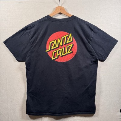 Vintage 90s Santa Cruz Skateboards Tshirt XLarge Thrashed Black Skate