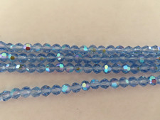 Strand 120 Czech. round faceted Machine Cut Beads 6mm Lt. Sapphire AB