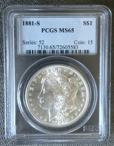 1881 S MORGAN SILVER DOLLAR ~ PCGS MS65 ~ SERIES:52 COIN:15 ~ BRIGHT BEAUTY.