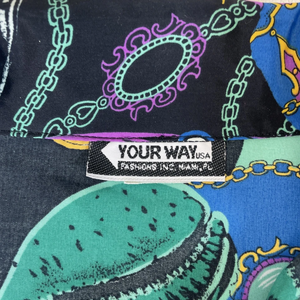 Vintage Your Way 80's Padded Blouse Women Blue 80s 90s Long Sleeve - Image 3 of 4