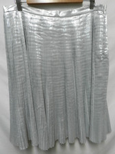 Talbots accordion pleated metallic Silver below knee skirt lined Size Sz 14