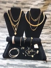 Bold Gold Tone Vintage To New Mixed Jewelry Lot Statement Costume Jewelry