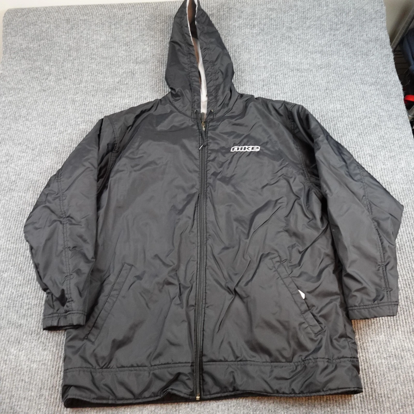 Nike Jacket Mens XL Black Reversible Hooded Fleece Lined Insulated Parka Outdoor
