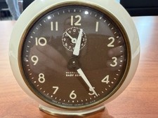 Westclox Baby Ben 61 V 1A Mechanical Wind Up Alarm Clock Brown White Metal