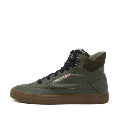 Diesel Herren Claw-King Sneaker Olivgrü Leder Hoch High-Top EU 45