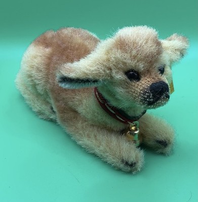 Steiff Fawn Deer, Lying Down, #037320, Collar and Bell, 7'' Long