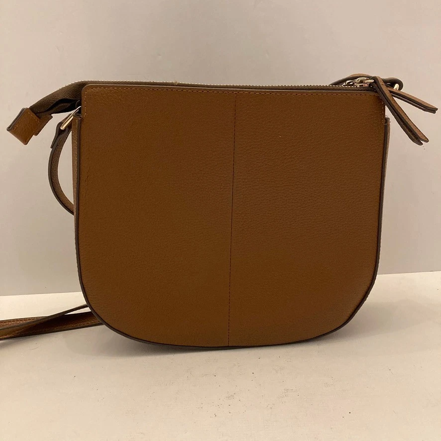 Hilary Radley Maya Pebble Leather Crossbody Purse in Cognac Brown - Image 2 of 4