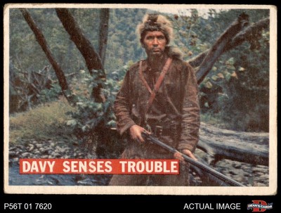 1956 Topps Davy Crockett Orange Back #28 Davy Senses Trouble  2 - GOOD