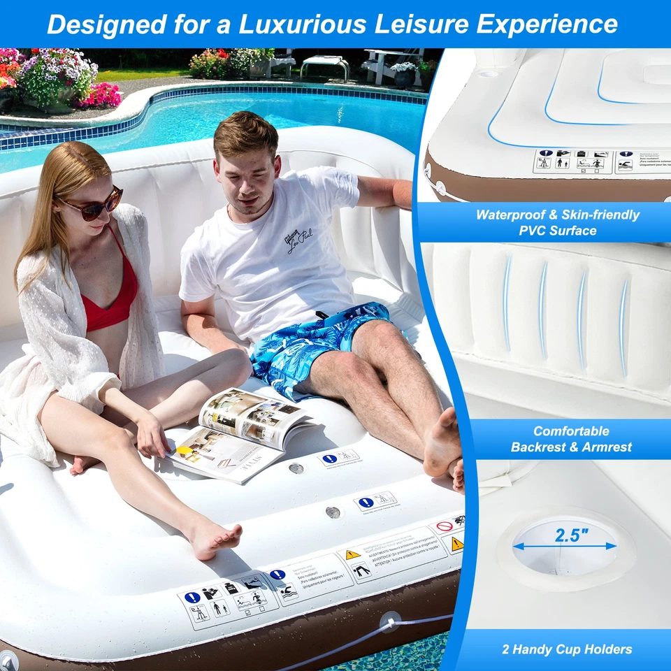Canopy Island Inflatable Pool Float Lounge Swimming Raft Lounge Beach Seaside - Image 4 of 4