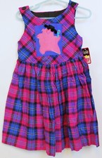 Vtg 90s Chocolate Soup Dress sz 2T Pink Purple Plaid Animal Hat Cooking Pom-Pom