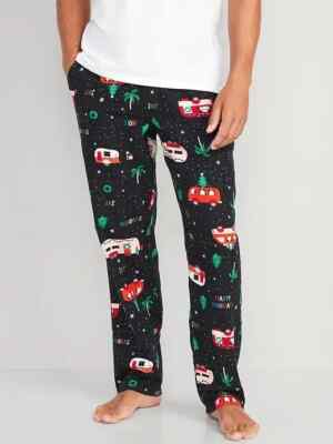 NWT Old Navy Flannel Pajama Pants Sleep Lounge Mens Medium Black Happy Campers
