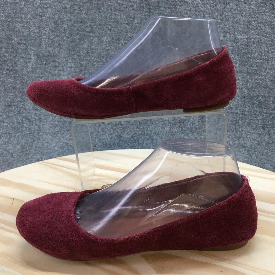 Zapatos planos de ballet Lucky Brand para mujer 7 M Erin sin cordones borgoña gamuza informales Foto 2 de 4