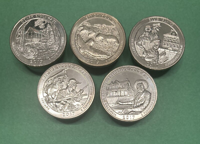 2017 S National Park Quarter 5 Coin Set Uncirculated Mint State Clad 25c