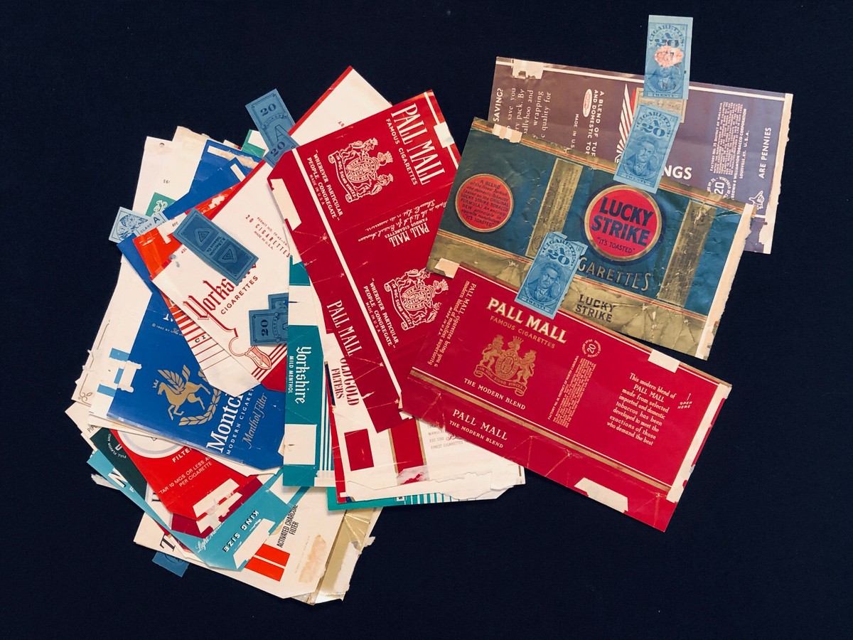 cigarettes ebay U.S: 34 USED CIGARETTE PACKS MOST W/REVENUES STILL ATTACHED