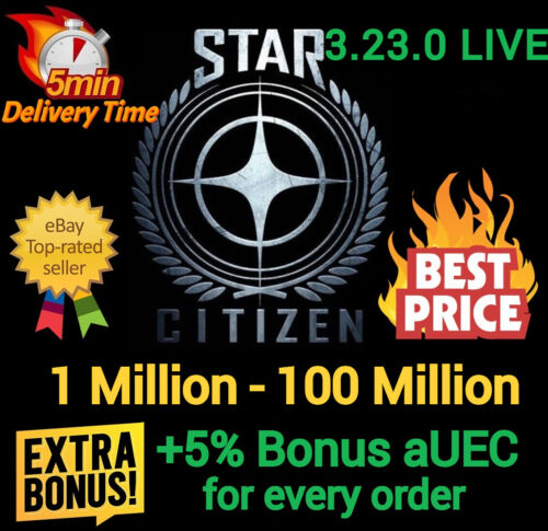 Star Citizen aUEC 1 Mil-100 Mil 🎁+5% Bonus🎁Ver 3.23.0 Alpha UEC Star Citizen - Afbeelding 1 van 1