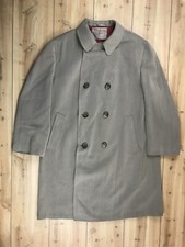 Riviera Vintage Womens PL Taupe Wool Blend Double Breasted Lined Trench Coat