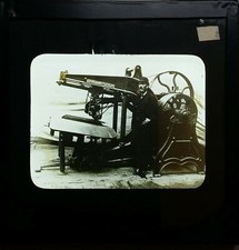 Antique Magic Lantern Slides, metal cutting machine Hall & Co Leeds