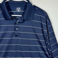 Champion Golf Polo Shirt Duo Dry Striped Navy Blue Short Sleeve Sz XL