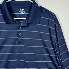 Champion Golf Polo Shirt Duo Dry Striped Navy Blue Short Sleeve Sz XL