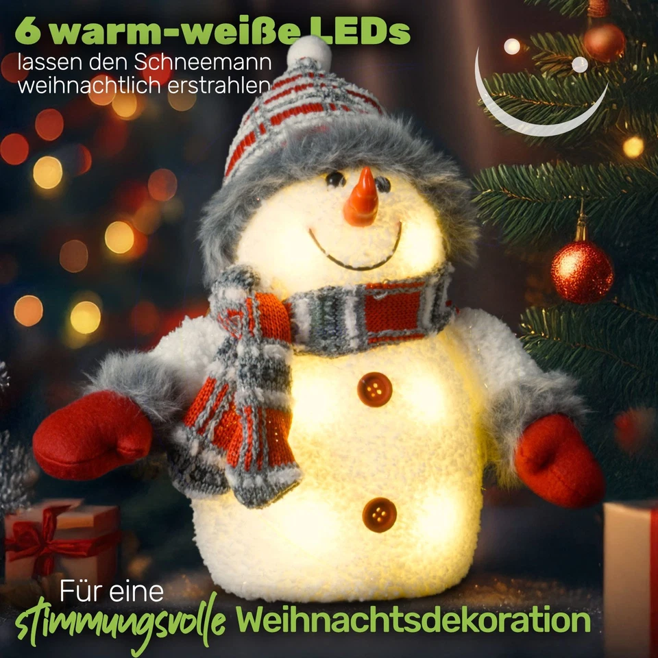 Schneemann Weihnachten Dekofigur Winter Schnee Figur Deko mit weissen LED - Bild 2 von 4