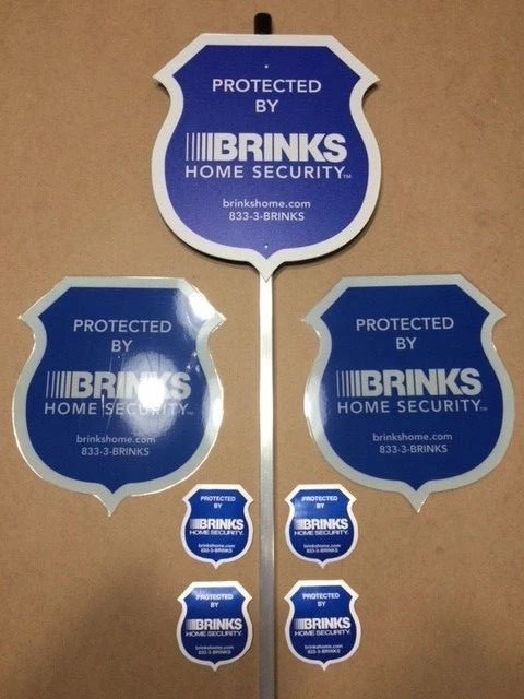 **NEW** BRINKS REFLECTIVE SECURITY YARD SIGN + 4 2-Sided Decals + SOLAR LIGHT - Image 3 of 4