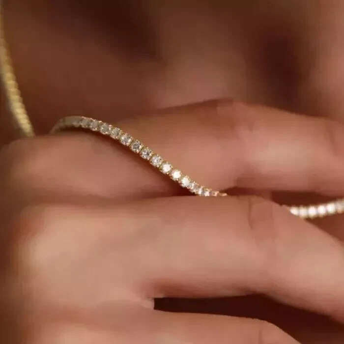 15CT Round Lab Diamond Tennis Necklace in 14K Yellow Gold for Women