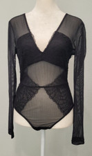 BCBG MAXAZRIA Black Bodysuit Lace NWT Size XS 178