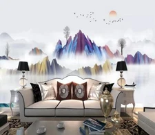 3D Purple Peaks 46698NA Wallpaper Wall Murals Removable Wallpaper Fay