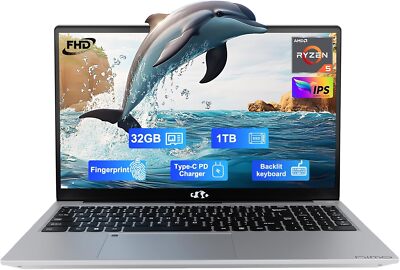 NIMO 15.6'' FHD-Business-Laptop AMD Ryzen 5, 32GB RAM 1TB SSD Fingerprint Win 11