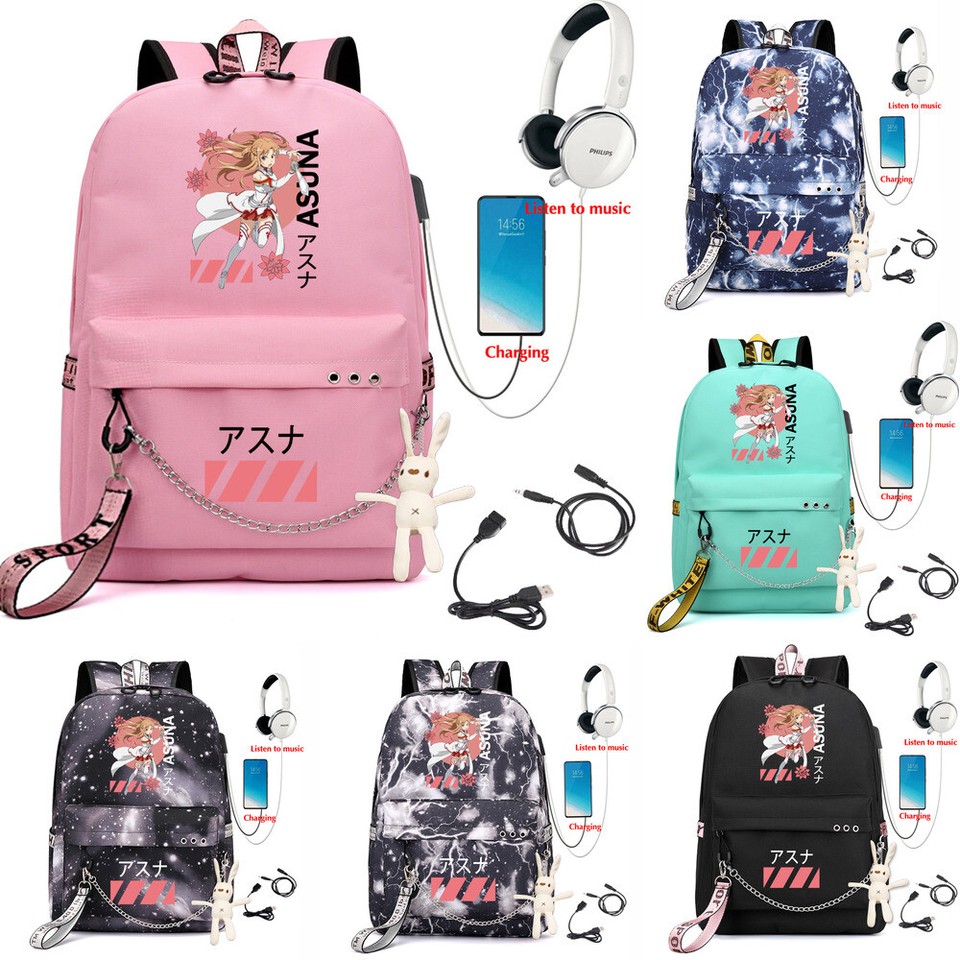 Anime Sword Art Online Asuna Backpack Kids Teens School Bag Mochila