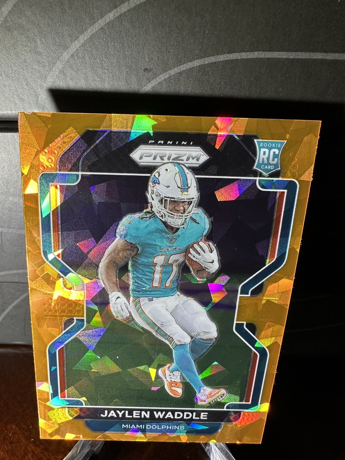 2021 Jaylen Waddle Panini Prizm Orange Cracked Ice Rookie RC Dolphins #338