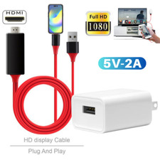 For iPhone 14 12 Pro 8 6 HDMI Mirroring AV Cable Phone to TV HDTV Adapter 1080P