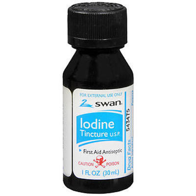 Swan Iodine Tincture USP 100% First Aid Antiseptic ( 2% Iodine ) 1oz GERIMED --